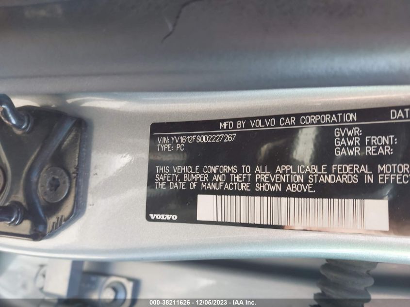 2013 VOLVO S60 T5/T5 PLATINUM - YV1612FS0D2227267