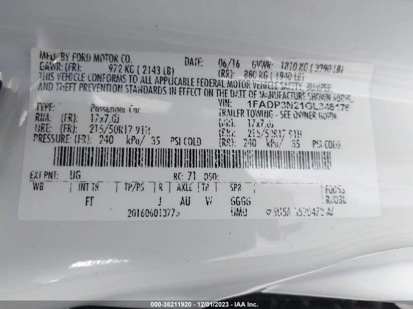 2016 FORD FOCUS TITANIUM - 1FADP3N21GL346176