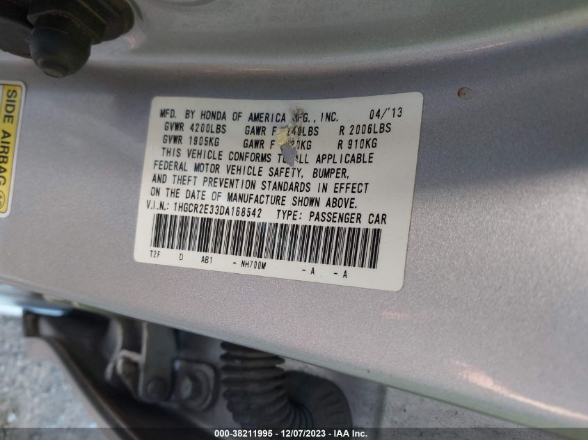 2013 HONDA ACCORD LX - 1HGCR2E33DA168542