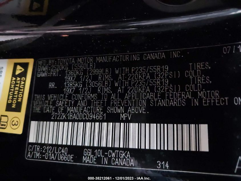 2013 LEXUS RX 350 - 2T2ZK1BA0DC094661