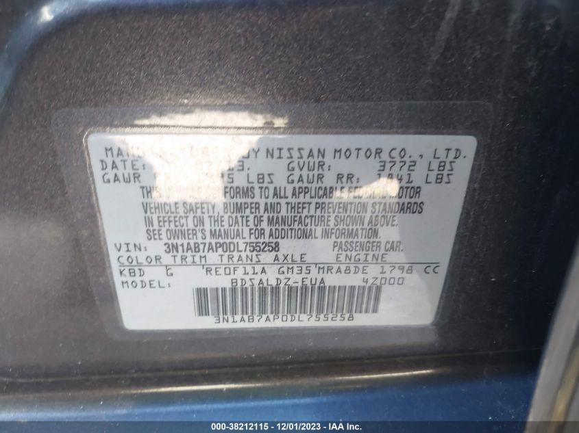 2013 NISSAN SENTRA SV - 3N1AB7AP0DL755258