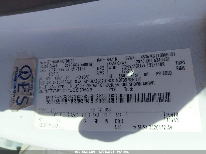 2018 FORD F-250 XL - 1FT7W2BT3JEC39630