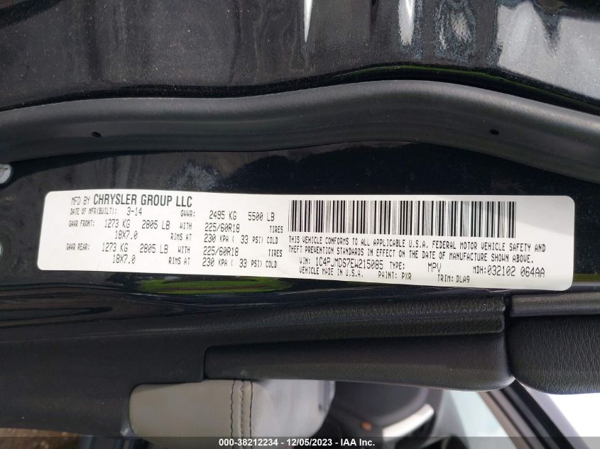 2014 JEEP CHEROKEE LIMITED - 1C4PJMDS7EW215085