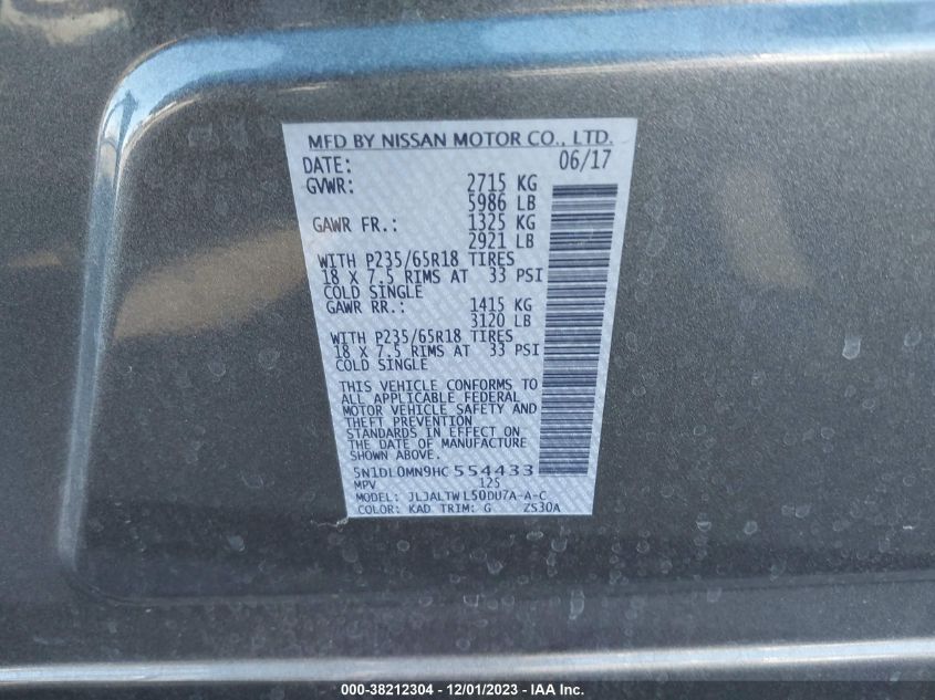 2017 INFINITI QX60 - 5N1DL0MN9HC554433