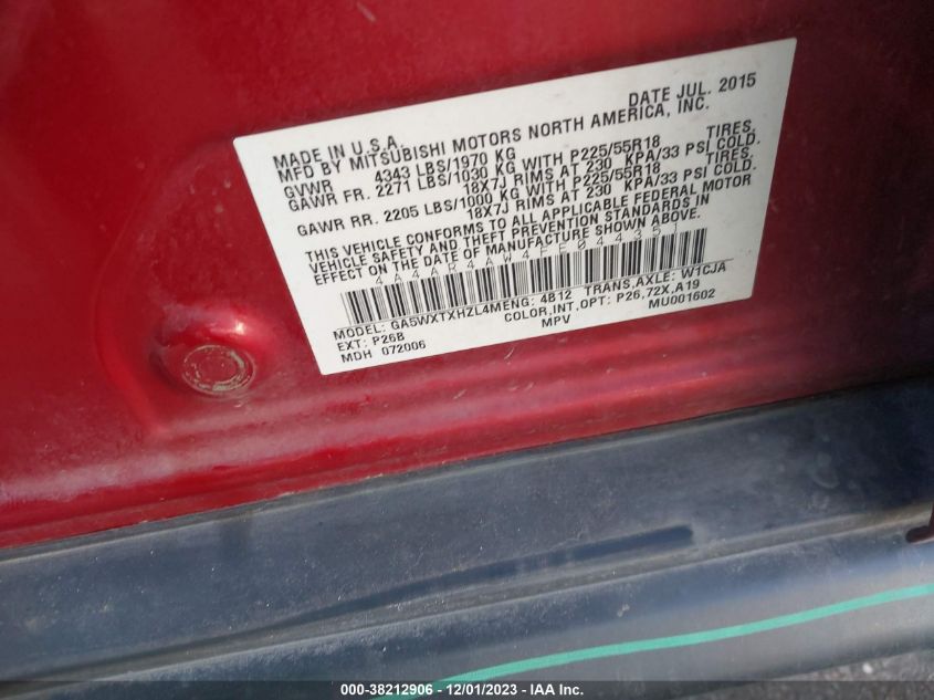 2015 MITSUBISHI OUTLANDER SPORT SE/GT - 4A4AR4AW4FE044351