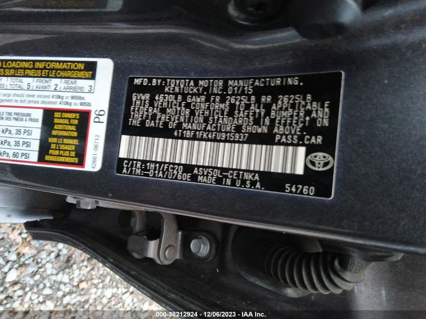 2015 TOYOTA CAMRY LE - 4T1BF1FK4FU915937