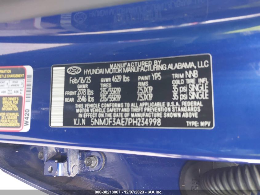 2023 HYUNDAI TUCSON SEL - 5NMJF3AE7PH234998