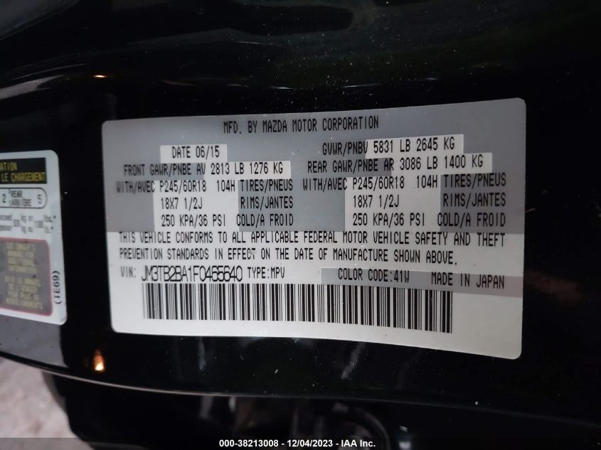 2015 MAZDA CX-9 SPORT - JM3TB2BA1F0465640