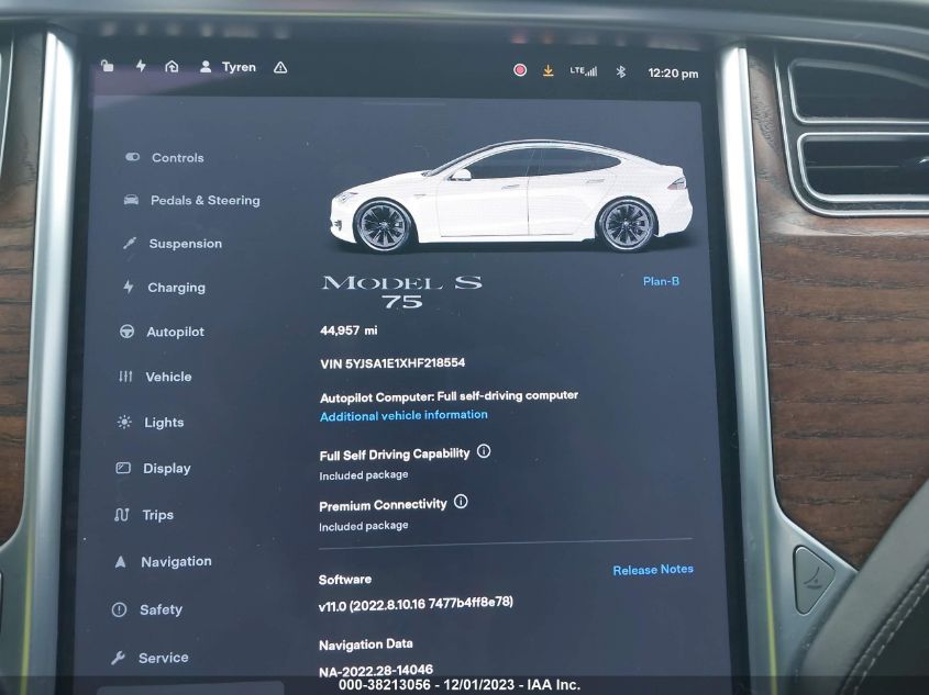 2017 TESLA MODEL S 60/75 - 5YJSA1E1XHF218554