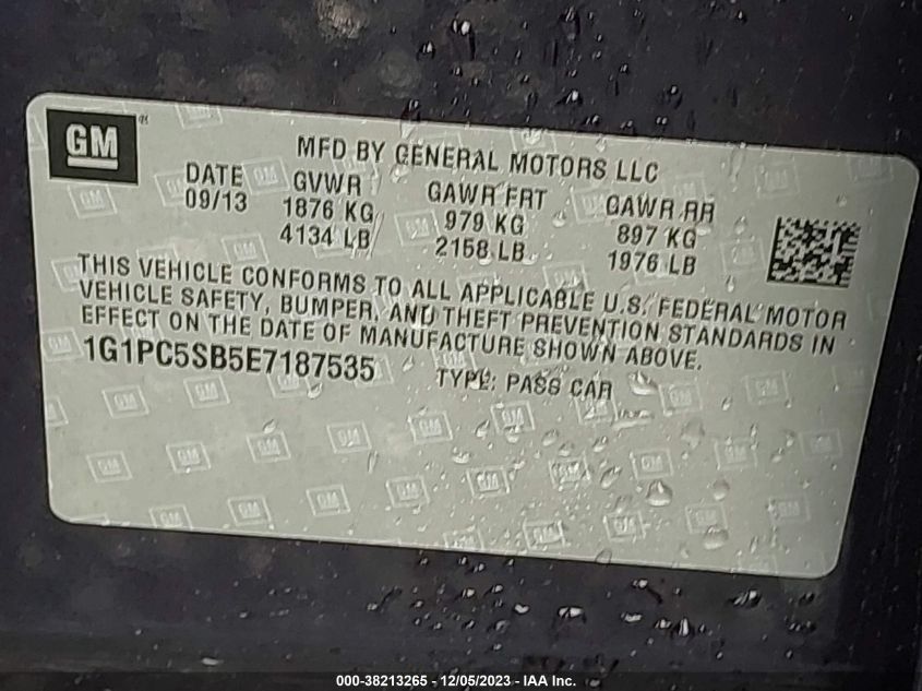 2014 CHEVROLET CRUZE 1LT AUTO - 1G1PC5SB5E7187535