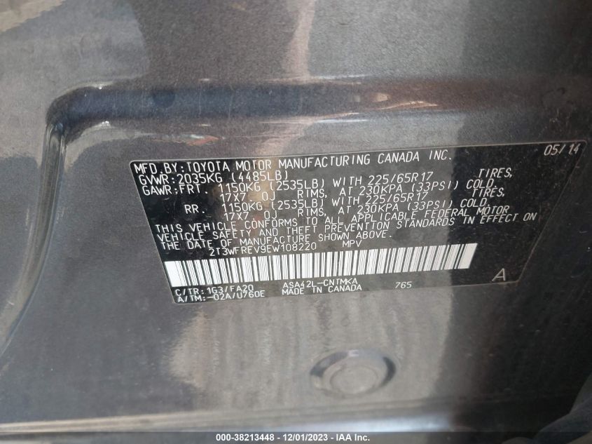 2014 TOYOTA RAV4 XLE - 2T3WFREV9EW108220