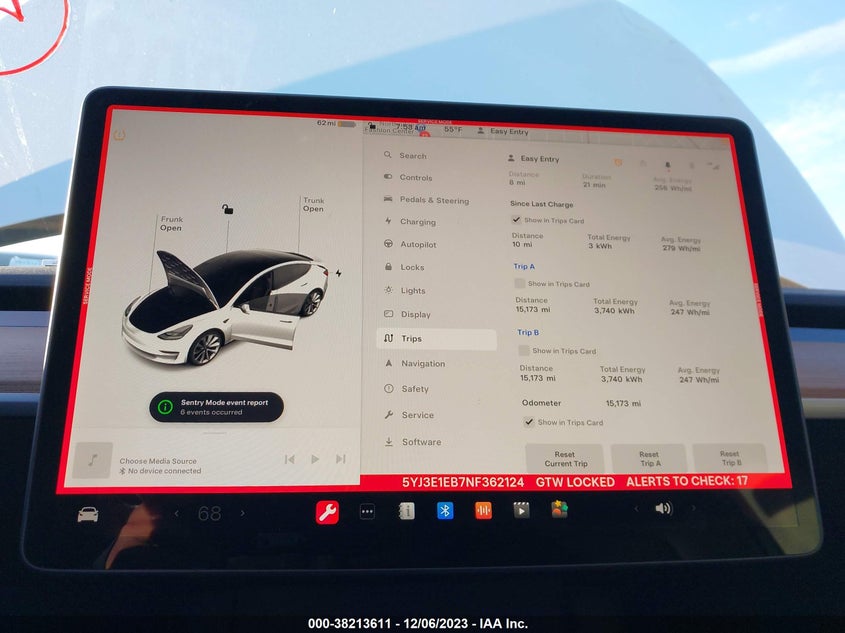 VIN 5YJ3E1EB7NF362124 2022 TESLA MODEL 3