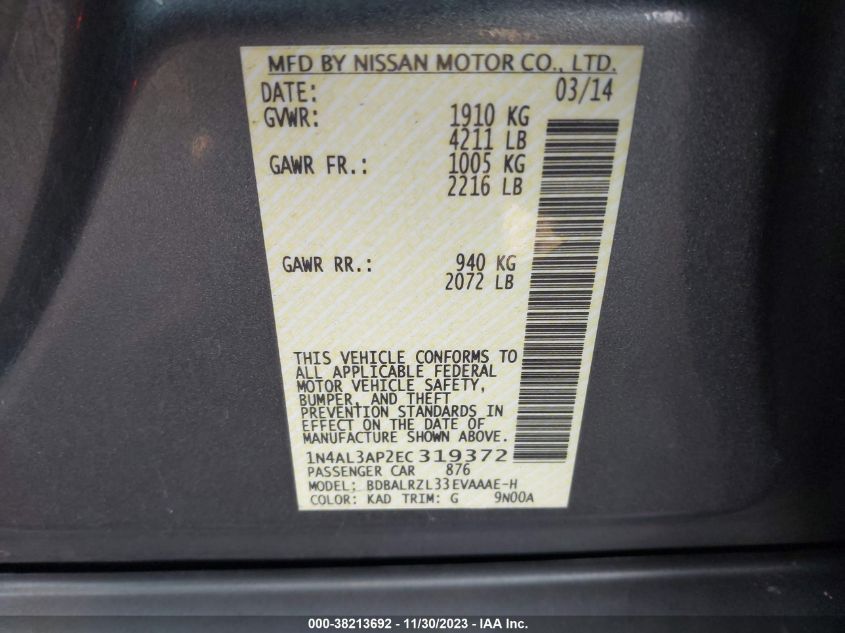 1N4AL3AP2EC319372 | 2014 NISSAN ALTIMA