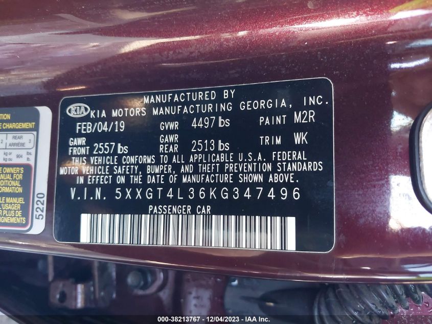 2019 KIA OPTIMA LX - 5XXGT4L36KG347496