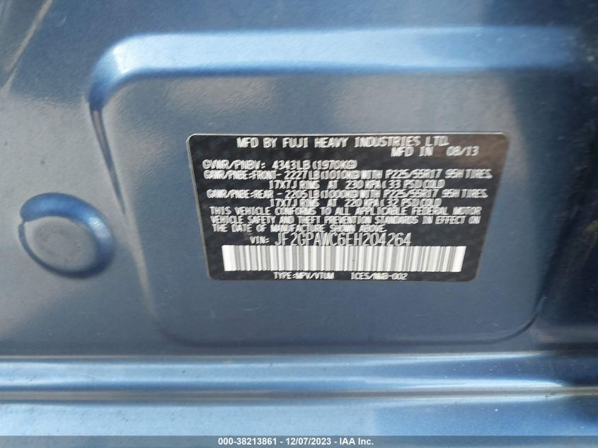 2014 SUBARU XV CROSSTREK 2.0I PREMIUM - JF2GPAWC6EH204264