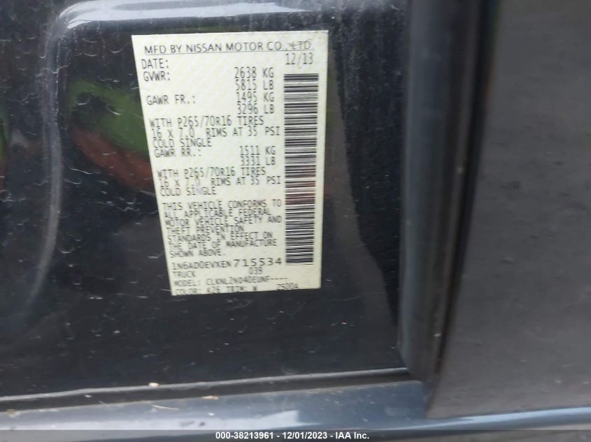 2014 NISSAN FRONTIER SV - 1N6AD0EVXEN715534