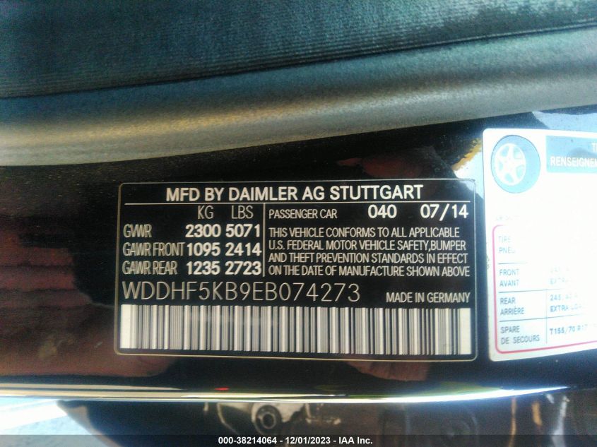 2014 MERCEDES-BENZ E 350 - WDDHF5KB9EB074273