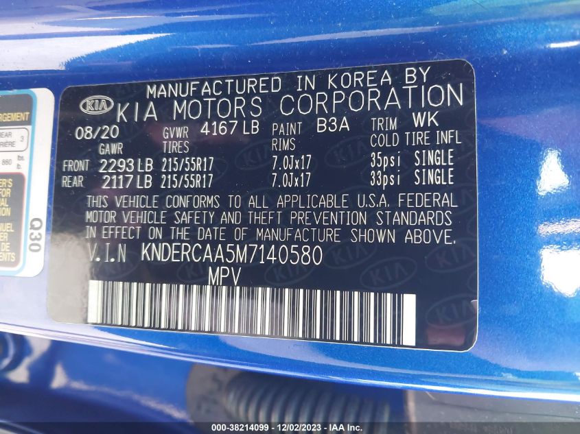 2021 KIA SELTOS EX - KNDERCAA5M7140580