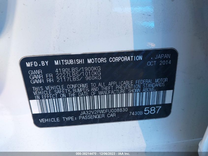 2015 MITSUBISHI LANCER SE - JA32V2FW0FU008830