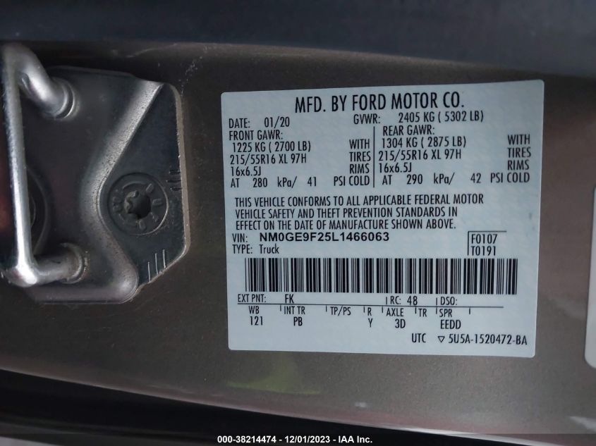 2020 FORD TRANSIT CONNECT XLT PASSENGER WAGON - NM0GE9F25L1466063