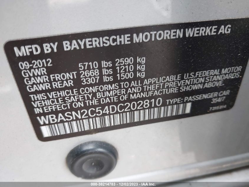 2013 BMW 535I GRAN TURISMO 535I WBASN2C54DC202810