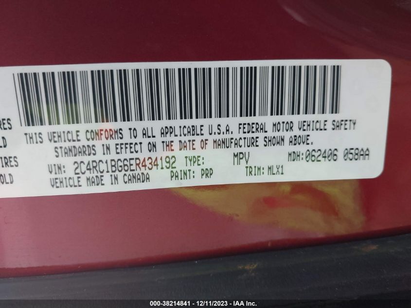 2014 CHRYSLER TOWN  COUNTRY TOURING 2C4RC1BG6ER434192