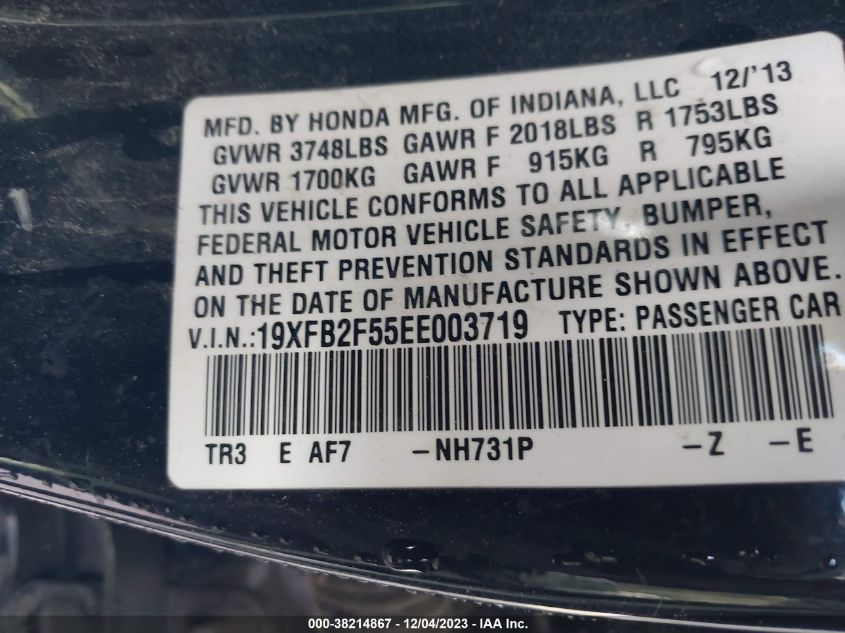 2014 HONDA CIVIC LX - 19XFB2F55EE003719