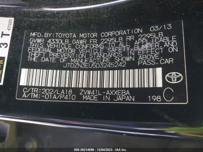 2013 TOYOTA PRIUS V FIVE - JTDZN3EU5D3245242