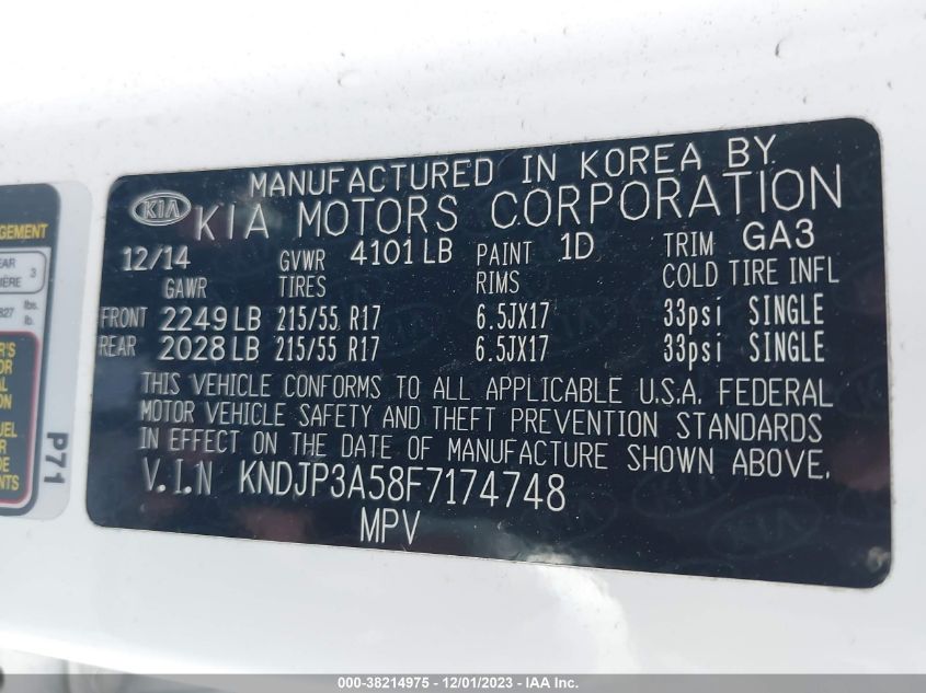 2015 KIA SOUL + - KNDJP3A58F7174748
