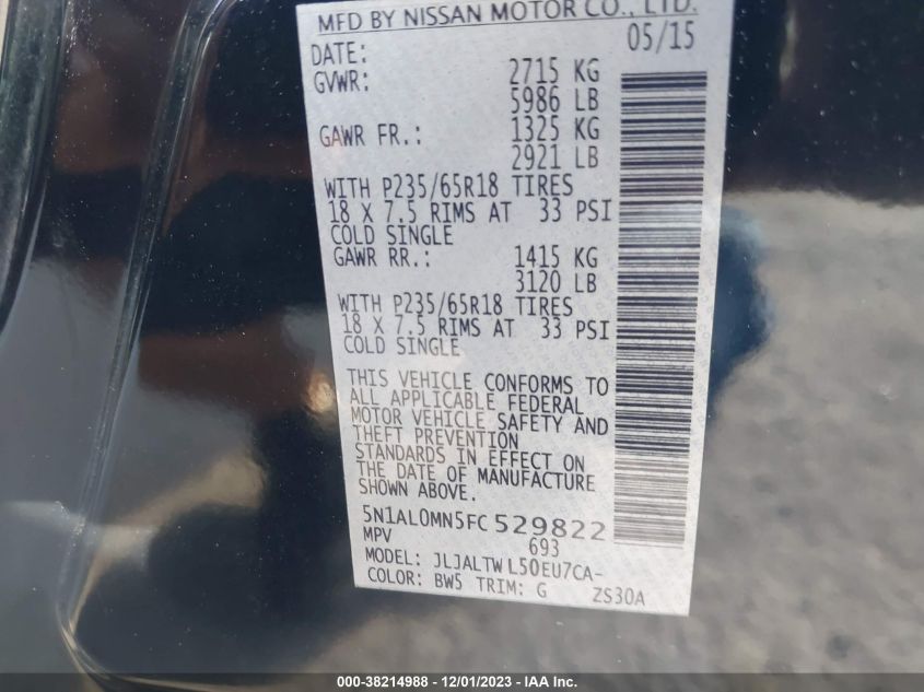 2015 INFINITI QX60 - 5N1AL0MN5FC529822