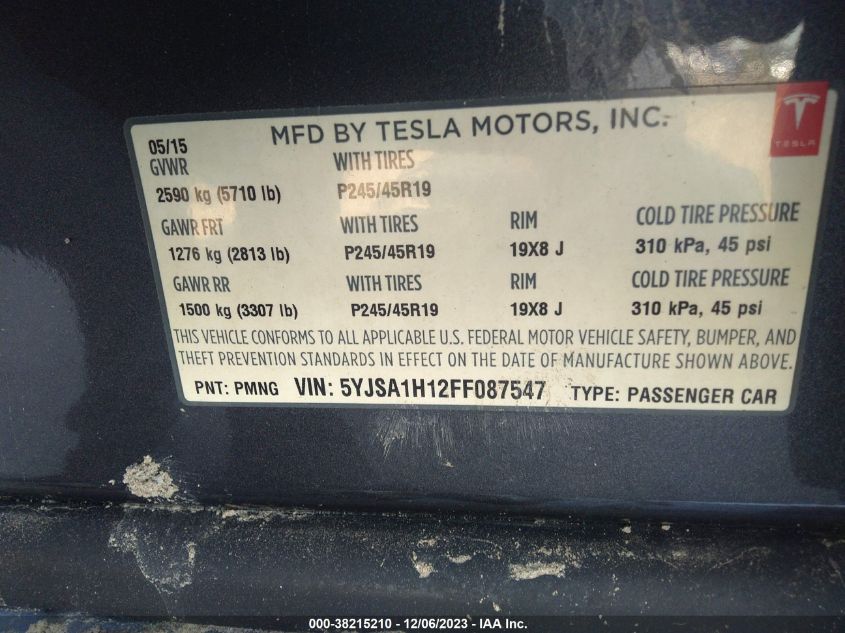 2015 TESLA MODEL S 60/70/85 - 5YJSA1H12FF087547