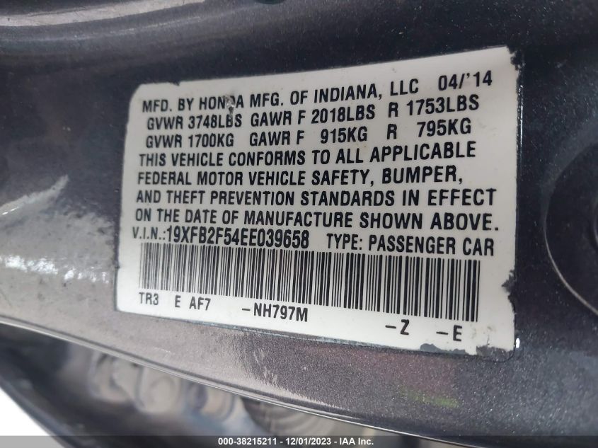 2014 HONDA CIVIC LX - 19XFB2F54EE039658