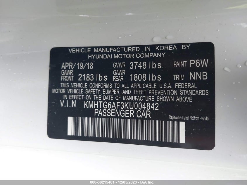 VIN KMHTG6AF3KU004842 2019 HYUNDAI VELOSTER PREMIUM