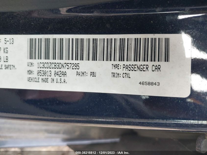 2013 DODGE AVENGER SXT - 1C3CDZCB3DN757295