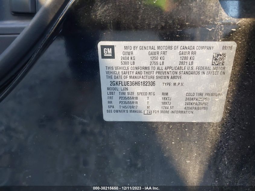2017 GMC TERRAIN SLT - 2GKFLUE36H6182306