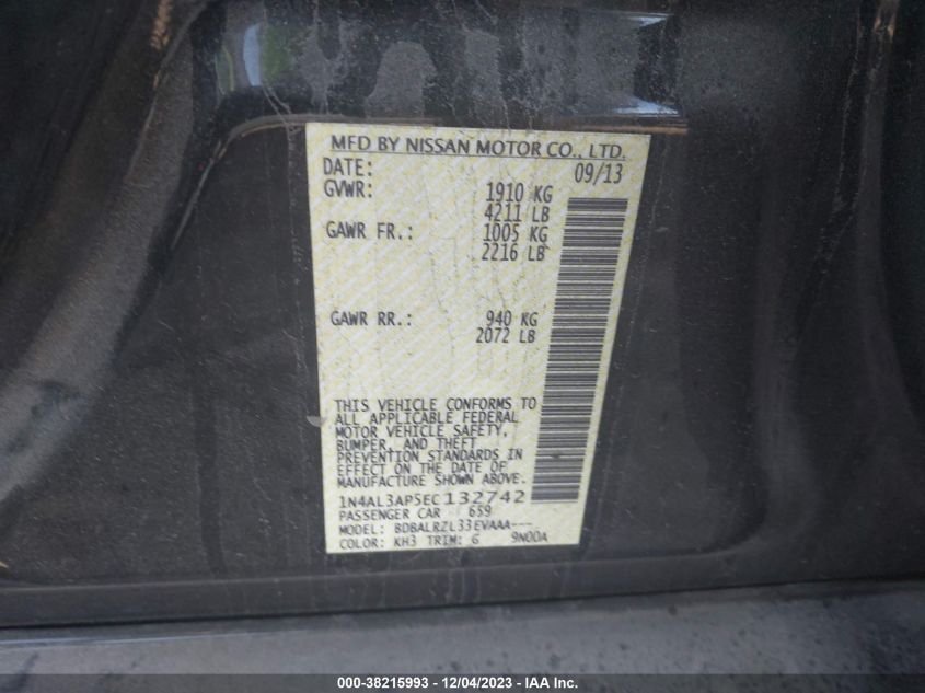 2014 NISSAN ALTIMA 2.5/S/SV/SL - 1N4AL3AP5EC132742