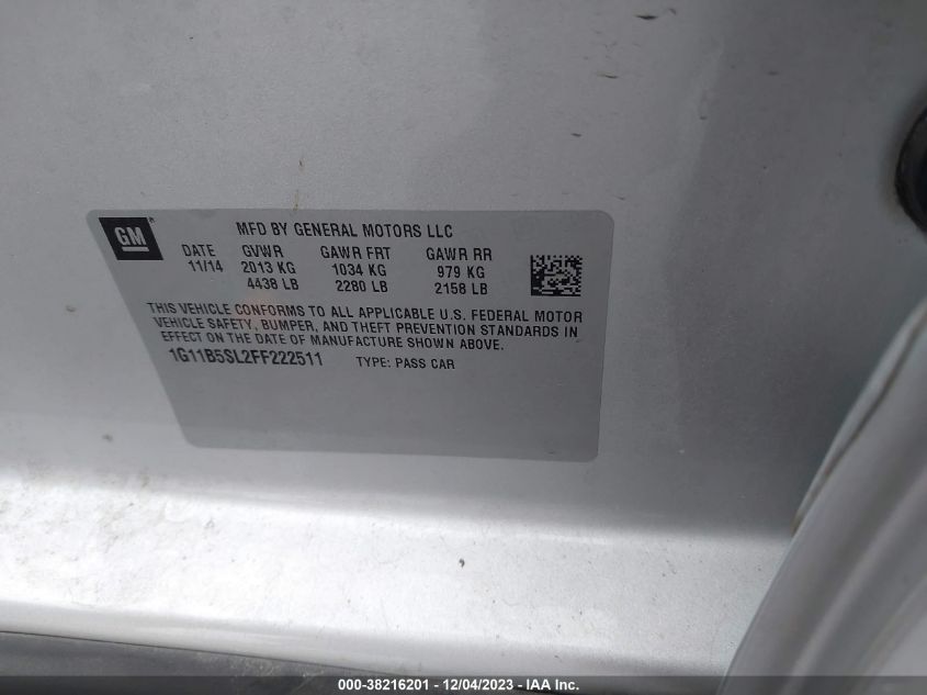 2015 CHEVROLET MALIBU LS - 1G11B5SL2FF222511