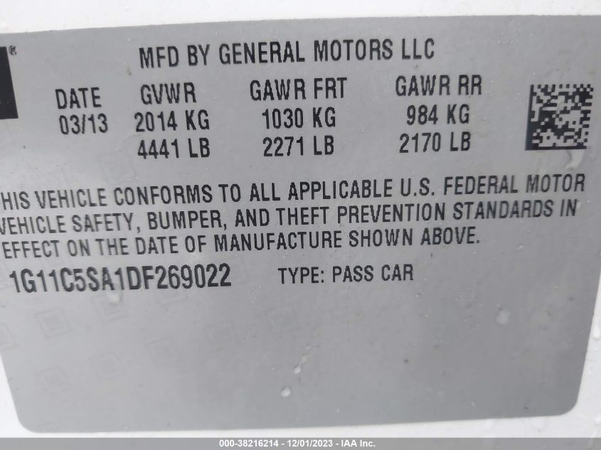 2013 CHEVROLET MALIBU 1LT - 1G11C5SA1DF269022