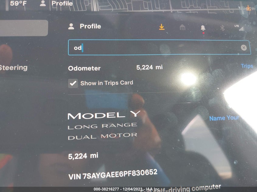 VIN 7SAYGAEE6PF830652 2023 TESLA MODEL Y