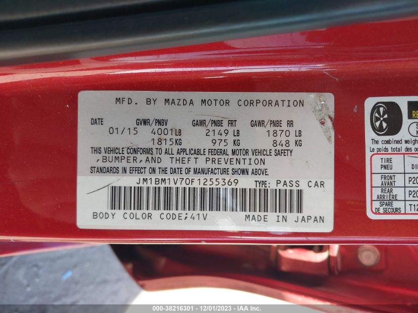 2015 MAZDA MAZDA3 I TOURING - JM1BM1V70F1255369