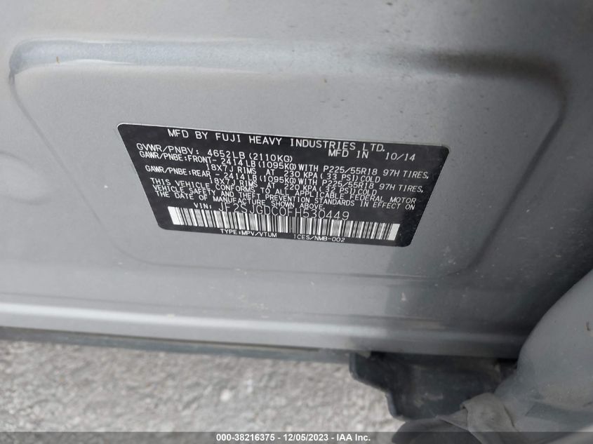 2015 SUBARU FORESTER 2.0XT PREMIUM - JF2SJGDC0FH530449