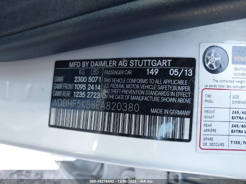 2014 MERCEDES-BENZ E 350 - WDDHF5KB8EA820380
