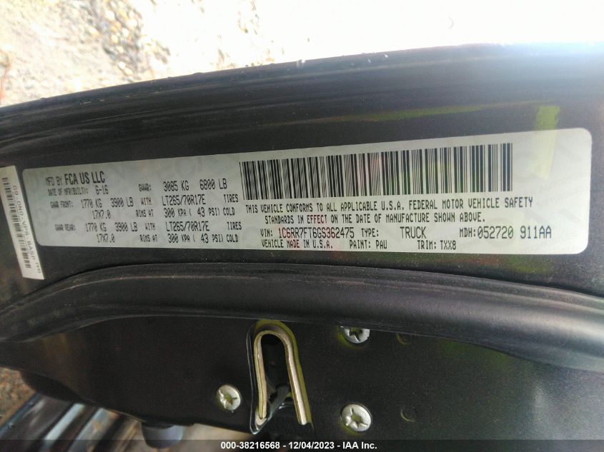 2016 RAM 1500 ST - 1C6RR7FT6GS362475