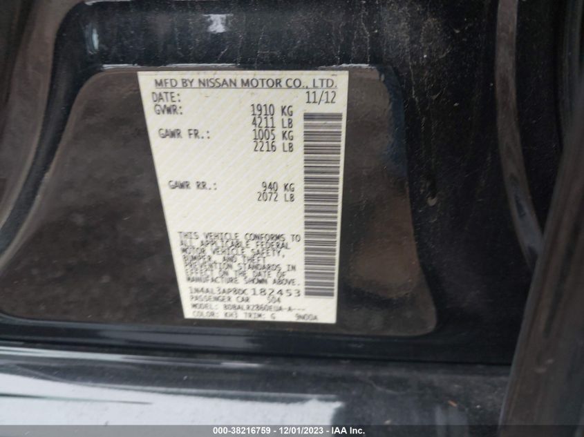 2013 NISSAN ALTIMA 2.5 S - 1N4AL3AP8DC182453