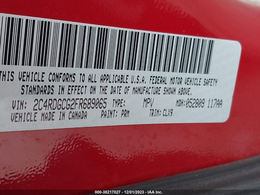 2015 DODGE GRAND CARAVAN SXT - 2C4RDGCG2FR689065