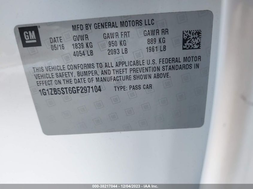 2016 CHEVROLET MALIBU LS - 1G1ZB5ST6GF297104