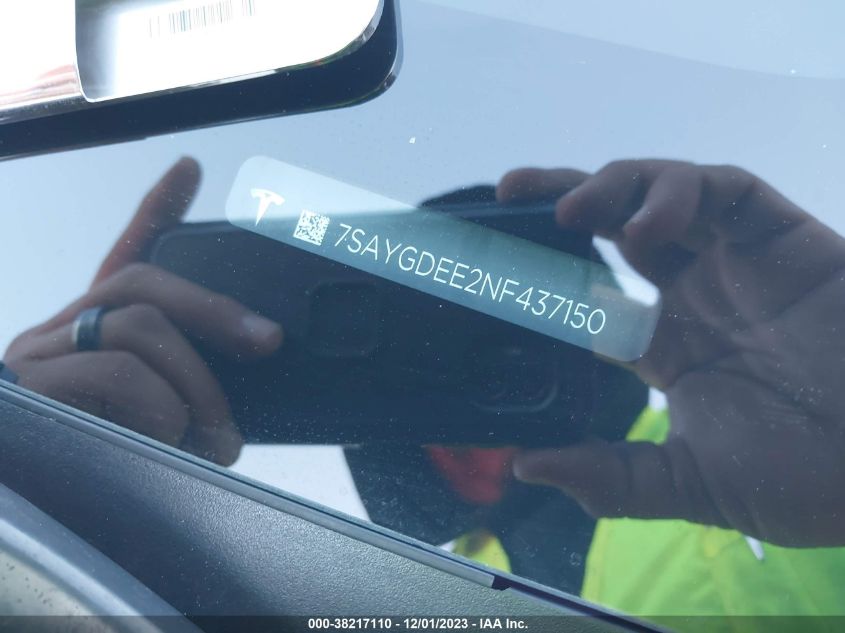 2022 TESLA MODEL Y - 7SAYGDEE2NF437150