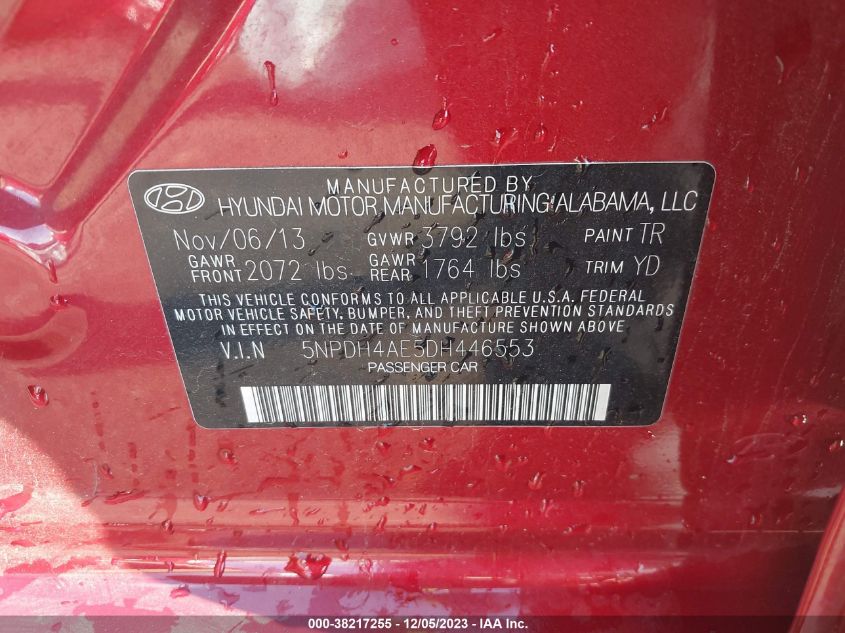 2013 HYUNDAI ELANTRA GLS - 5NPDH4AE5DH446553