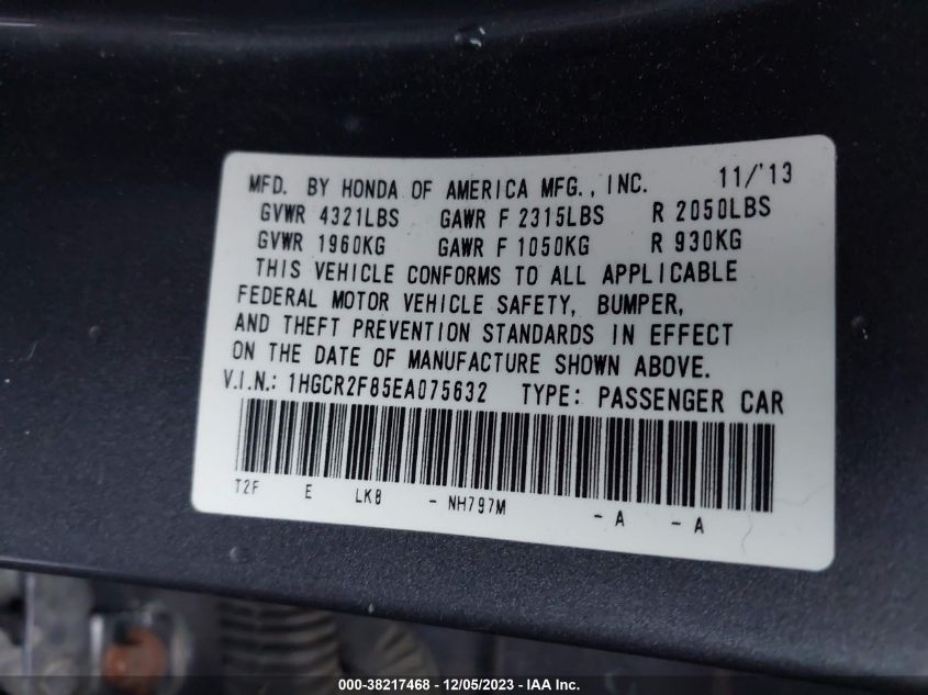 2014 HONDA ACCORD EX-L - 1HGCR2F85EA075632