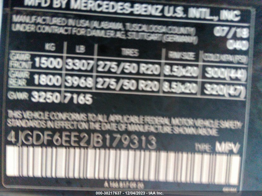 2018 MERCEDES-BENZ GLS 450 4JGDF6EE2JB179313